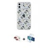 MARSİLYAN™- iPhone 11 Kılıf Pusula Form - Siyah 3D Antistatik Seramik Nano Ekran Koruyucu + Pers Alüminyum Kamera Lens - KI