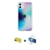 MARSİLYAN™- iPhone 11 Kılıf Pusula Form - Siyah 3D Antistatik Seramik Nano Ekran Koruyucu + Rainbow Kamera Lens Koruma Cam - KI