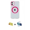 MARSİLYAN™- iPhone 11 Kılıf Pusula Form - Siyah 3D Antistatik Seramik Nano Ekran Koruyucu + Rainbow Kamera Lens Koruma Cam - KI