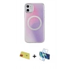 MARSİLYAN™- iPhone 11 Kılıf Pusula Form - Siyah 3D Antistatik Seramik Nano Ekran Koruyucu + Rainbow Kamera Lens Koruma Cam - KI