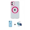 MARSİLYAN™- iPhone 11 Kılıf Pusula Form - Siyah 3D Antistatik Seramik Nano Ekran Koruyucu + Neon Fosforlu Kamera Lens - MI