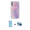 MARSİLYAN™- iPhone 11 Kılıf Pusula Form - Siyah 3D Antistatik Seramik Nano Ekran Koruyucu + Neon Fosforlu Kamera Lens - MI