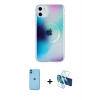 MARSİLYAN™- iPhone 11 Kılıf Pusula Form - Siyah 3D Antistatik Seramik Nano Ekran Koruyucu + Neon Fosforlu Kamera Lens - MI
