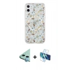 MARSİLYAN™- iPhone 11 Kılıf Pusula Form - Siyah 3D Antistatik Seramik Nano Ekran Koruyucu + Raze Metal Kamera Lens - MI