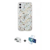 MARSİLYAN™- iPhone 11 Kılıf Pusula Form - Siyah 3D Antistatik Seramik Nano Ekran Koruyucu + Pers Alüminyum Kamera Lens - YL