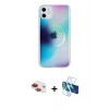 MARSİLYAN™- iPhone 11 Kılıf Pusula Form - Siyah 3D Antistatik Seramik Nano Ekran Koruyucu + Pers Alüminyum Kamera Lens - KI