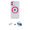 MARSİLYAN™- iPhone 11 Kılıf Pusula Form - Siyah 3D Antistatik Seramik Nano Ekran Koruyucu + Renkli Kamera Lens Koruma Cam - SI