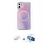 MARSİLYAN™- iPhone 11 Kılıf Pusula Form - Siyah 3D Antistatik Seramik Nano Ekran Koruyucu + Renkli Kamera Lens Koruma Cam - SI