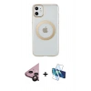 MARSİLYAN™- iPhone 11 Kılıf Pusula Form - Siyah 3D Antistatik Seramik Nano Ekran Koruyucu + Raze Metal Kamera Lens - SH