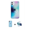 MARSİLYAN™- iPhone 11 Kılıf Pusula Form - Siyah 3D Antistatik Seramik Nano Ekran Koruyucu + Neon Fosforlu Kamera Lens - TU