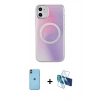 MARSİLYAN™- iPhone 11 Kılıf Pusula Form - Siyah 3D Antistatik Seramik Nano Ekran Koruyucu + Neon Fosforlu Kamera Lens - TU