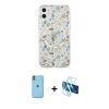 MARSİLYAN™- iPhone 11 Kılıf Pusula Form - Siyah 3D Antistatik Seramik Nano Ekran Koruyucu + Neon Fosforlu Kamera Lens - TU