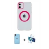 MARSİLYAN™- iPhone 11 Kılıf Pusula Form - Siyah 3D Antistatik Seramik Nano Ekran Koruyucu + Neon Fosforlu Kamera Lens - TU