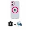 MARSİLYAN™- iPhone 11 Kılıf Pusula Form - Siyah 3D Antistatik Seramik Nano Ekran Koruyucu + PVD Metal Kamera Lens - TU