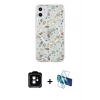 MARSİLYAN™- iPhone 11 Kılıf Pusula Form - Siyah 3D Antistatik Seramik Nano Ekran Koruyucu + PVD Metal Kamera Lens - TU