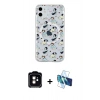 MARSİLYAN™- iPhone 11 Kılıf Pusula Form - Siyah 3D Antistatik Seramik Nano Ekran Koruyucu + PVD Metal Kamera Lens - TU