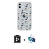 MARSİLYAN™- iPhone 11 Kılıf Pusula Form - Siyah 3D Antistatik Seramik Nano Ekran Koruyucu + PVD Metal Kamera Lens - YL
