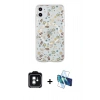 MARSİLYAN™- iPhone 11 Kılıf Pusula Form - Siyah 3D Antistatik Seramik Nano Ekran Koruyucu + PVD Metal Kamera Lens - YL