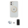 MARSİLYAN™- iPhone 11 Kılıf Pusula Form - Siyah 6D Antistatik Mat Seramik Hayalet Nano Ekran Koruyucu + Pers Alüminyum Kamera Lens - GI
