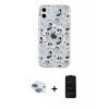 MARSİLYAN™- iPhone 11 Kılıf Pusula Form - Siyah 6D Antistatik Mat Seramik Hayalet Nano Ekran Koruyucu + Pers Alüminyum Kamera Lens - GI