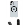MARSİLYAN™- iPhone 11 Kılıf Pusula Form - Siyah 6D Antistatik Mat Seramik Hayalet Nano Ekran Koruyucu + Kamera Lens Koruma Cam - SF