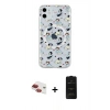 MARSİLYAN™- iPhone 11 Kılıf Pusula Form - Siyah 6D Antistatik Mat Seramik Hayalet Nano Ekran Koruyucu + Pers Alüminyum Kamera Lens - KI
