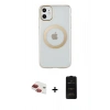MARSİLYAN™- iPhone 11 Kılıf Pusula Form - Siyah 6D Antistatik Mat Seramik Hayalet Nano Ekran Koruyucu + Pers Alüminyum Kamera Lens - KI