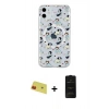 MARSİLYAN™- iPhone 11 Kılıf Pusula Form - Siyah 6D Antistatik Mat Seramik Hayalet Nano Ekran Koruyucu + Rainbow Kamera Lens Koruma Cam - KI