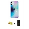 MARSİLYAN™- iPhone 11 Kılıf Pusula Form - Siyah 6D Antistatik Mat Seramik Hayalet Nano Ekran Koruyucu + Rainbow Kamera Lens Koruma Cam - KI