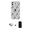MARSİLYAN™- iPhone 11 Kılıf Pusula Form - Siyah 6D Antistatik Mat Seramik Hayalet Nano Ekran Koruyucu + Lacivert Pers Alüminyum Kamera Lens