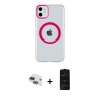 MARSİLYAN™- iPhone 11 Kılıf Pusula Form - Siyah 6D Antistatik Mat Seramik Hayalet Nano Ekran Koruyucu + Lacivert Pers Alüminyum Kamera Lens