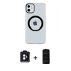MARSİLYAN™- iPhone 11 Kılıf Pusula Form - Siyah 6D Antistatik Mat Seramik Hayalet Nano Ekran Koruyucu + PVD Metal Kamera Lens - MI