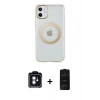 MARSİLYAN™- iPhone 11 Kılıf Pusula Form - Siyah 6D Antistatik Mat Seramik Hayalet Nano Ekran Koruyucu + PVD Metal Kamera Lens - MI