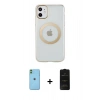 MARSİLYAN™- iPhone 11 Kılıf Pusula Form - Siyah 6D Antistatik Mat Seramik Hayalet Nano Ekran Koruyucu + Neon Fosforlu Kamera Lens - YL