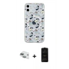 MARSİLYAN™- iPhone 11 Kılıf Pusula Form - Siyah 6D Antistatik Mat Seramik Hayalet Nano Ekran Koruyucu + Pers Alüminyum Kamera Lens - YL