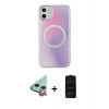 MARSİLYAN™- iPhone 11 Kılıf Pusula Form - Siyah 6D Antistatik Mat Seramik Hayalet Nano Ekran Koruyucu + Raze Metal Kamera Lens - KI