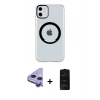MARSİLYAN™- iPhone 11 Kılıf Pusula Form - Siyah 6D Antistatik Mat Seramik Hayalet Nano Ekran Koruyucu + Raze Metal Kamera Lens - MR