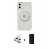 MARSİLYAN™- iPhone 11 Kılıf Pusula Form - Siyah 6D Antistatik Mat Seramik Hayalet Nano Ekran Koruyucu + Raze Metal Kamera Lens - GS