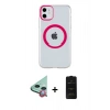 MARSİLYAN™- iPhone 11 Kılıf Pusula Form - Siyah 6D Antistatik Mat Seramik Hayalet Nano Ekran Koruyucu + Raze Metal Kamera Lens - KI