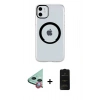 MARSİLYAN™- iPhone 11 Kılıf Pusula Form - Siyah 6D Antistatik Mat Seramik Hayalet Nano Ekran Koruyucu + Raze Metal Kamera Lens - KI