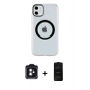 MARSİLYAN™- iPhone 11 Kılıf Pusula Form - Siyah 6D Antistatik Mat Seramik Hayalet Nano Ekran Koruyucu + PVD Metal Kamera Lens - SH