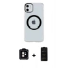 MARSİLYAN™- iPhone 11 Kılıf Pusula Form - Siyah 6D Antistatik Mat Seramik Hayalet Nano Ekran Koruyucu + Turuncu PVD Metal Kamera Lens