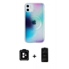 MARSİLYAN™- iPhone 11 Kılıf Pusula Form - Siyah 6D Antistatik Mat Seramik Hayalet Nano Ekran Koruyucu + Turuncu PVD Metal Kamera Lens