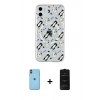 MARSİLYAN™- iPhone 11 Kılıf Pusula Form - Siyah 6D Antistatik Mat Seramik Hayalet Nano Ekran Koruyucu + Neon Fosforlu Kamera Lens - TU