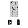 MARSİLYAN™- iPhone 11 Kılıf Pusula Form - Siyah 6D Antistatik Mat Seramik Hayalet Nano Ekran Koruyucu + Turuncu PVD Metal Kamera Lens