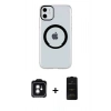 MARSİLYAN™- iPhone 11 Kılıf Pusula Form - Siyah 6D Antistatik Mat Seramik Hayalet Nano Ekran Koruyucu + PVD Metal Kamera Lens - YL