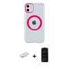 MARSİLYAN™- iPhone 11 Kılıf Pusula Form - Siyah 6D Antistatik Mat Seramik Hayalet Nano Ekran Koruyucu + Renkli Kamera Lens Koruma Cam - YL