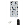 MARSİLYAN™- iPhone 11 Kılıf Pusula Form - Siyah 6D Antistatik Mat Seramik Hayalet Nano Ekran Koruyucu + Renkli Kamera Lens Koruma Cam - YL