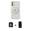 MARSİLYAN™- iPhone 11 Kılıf Pusula Form - Siyah 6D Antistatik Mat Seramik Hayalet Nano Ekran Koruyucu + PVD Metal Kamera Lens - YL