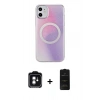 MARSİLYAN™- iPhone 11 Kılıf Pusula Form - Siyah 6D Antistatik Mat Seramik Hayalet Nano Ekran Koruyucu + PVD Metal Kamera Lens - YL